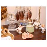 Porcelain Figurines, Crystal Desk Clock