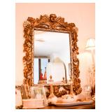 Ornate Carved Gilt Wall Mirror with Cherub