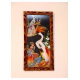 Framed Feather Collage Artwork of Exotic Birds
