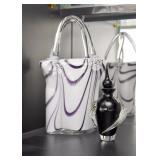 Hand Blown Art Glass Purse Figurine, Glass Perfume Bottle