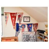 Sports Pennants (Nebraska, Bulls, Chicago Cubs, Etc.), Framed Norman Rockwell Poster