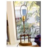 Vintage Table Lamp (made from wood & brass sad iron)