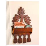 Vintage Carved Wood Wall Storage Box / Rack