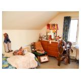 Wood 6-Drawer Chest, Vintage Ottoman, Horse Riding Awards, Ribbons, & Accessories