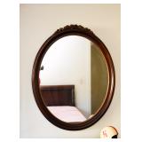 Oval Wall Mirror with Carved Detail
