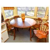 Vintage Round Wood Kitchen / Dining Table with 4 Chairs