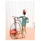 Vintage Black Americana Ashtray / Figure with Penny Farthing Bike