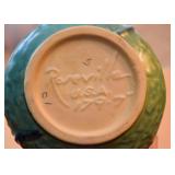 Roseville Blue Green Magnolia Double Handled Vase