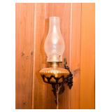 Oil Lamp with Cast Iron Wall Bracket
