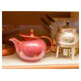 Ceramic Teapot, Aluminum Fondue Pot