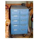 Blue Metal Tool / Hardware Chest on Casters