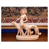 BUY IT NOW! Lot #102, Vintage Figurine of Art Deco Lady with Russian Borzoi Dogs, $45