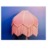 BUY IT NOW! Lot #107, Vintage Floor Lamp with Pink Fringed Lamp Shade & Marble Base, $175