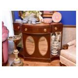 Small Vintage Mirrored Buffet / Cabinet with Glass Side Shelves