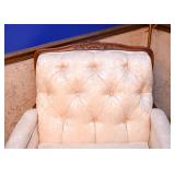 BUY IT NOW! Lot #110, Antique Carved Chair with Tufted Ivory Upholstery, $200