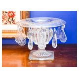 BUY IT NOW! Lot #114, Vintage Etched Glass Pedestal Vase with Danglers, $30