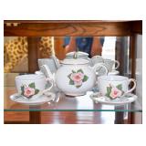 BUY IT NOW! Lot #115, Vintage Porcelain Rose Teapot with 2 Teacups & Saucers, $25
