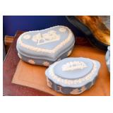 BUY IT NOW! Lot #118 Set of 2 Blue Wedgwood Bisque Jasperware Trinket Boxes, $25