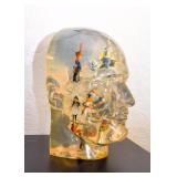 SOLD--Lot #122, Unique Lucite Bust / Head Sculpture with Military Figures Inside, $300