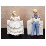 Vintage Girl & Cowboy Wall Pockets