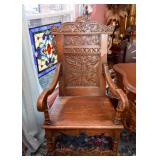 BUY IT NOW! Lot #135, Stunning Ornate Carved Oak Throne Chair, $400