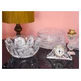Crystal Centerpiece Bowls & Desk Clock
