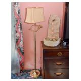 Brass Floor Lamp with Horn, Indoor Fountain