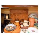 Wood Cutting Board, Lazy Susan, Decorative Paris Plates, Coffee Grinder, & MORE
