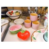 Fruit Bowls, Pink Coffee Mugs