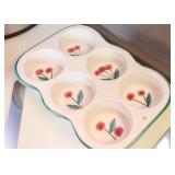 Pretty Hand Painted Ceramic Cherry Muffin Pan