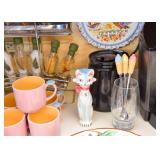 Pink Coffee Mugs, Vintage Cat Salt Shaker, Ice Cream Spoons