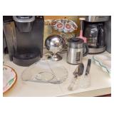 French Press, Vintage Glass Basket Serving Bowl, Cake / Dessert Serving Utensils