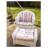 White Wicker Chair & Ottoman