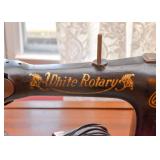 White Rotary Sewing Machine with Cabinet (Iron Base)