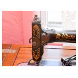 White Rotary Sewing Machine with Cabinet (Iron Base)