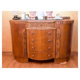 Lovely Vintage Carved Sideboard / Buffet (Rounded Corners)