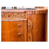 Lovely Vintage Carved Sideboard / Buffet (Rounded Corners)