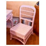 Pink Wicker Desk with Small Hutch & Chair