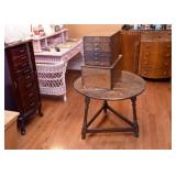 Round Oak Drop Leaf Side Table