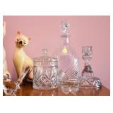 Glass & Crystal -- Jars, Decanters, Candlesticks, Figurines