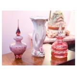 Art Glass Perfume Bottles, Porcelain Hand Vase