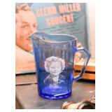 Small Blue Glass Shirley Temple Pitcher / Creamer
