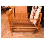 Vintage Baby Cradle, Framed Mickey Mouse Poster