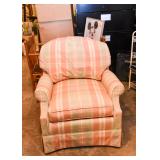 Peachy Plaid Upholstered Lounge Chair