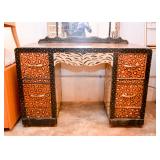 Vintage Hand Painted Vanity with Mirror & Chair