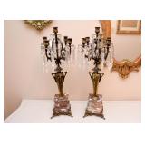Pair of Art Nouveau Candelabras  with Marble Base 