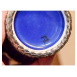 Japanese Meiji  Vase with Silver Basket Weave Overlay 