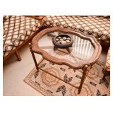 Vintage Wood Occasional / Cocktail Table with Glass Top