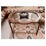 Vintage Wood Occasional / Cocktail Table with Glass Top