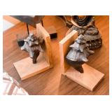 Metal & Wood Seashell Bookends